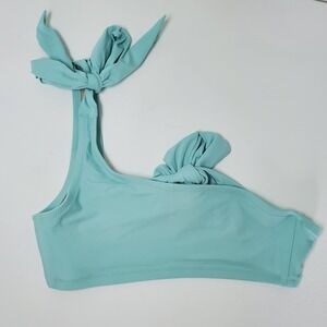 J.Crew Aqua‎ Blue One Shoulder Bow Tie Swim Top XS Cute Beach Resort Vacation